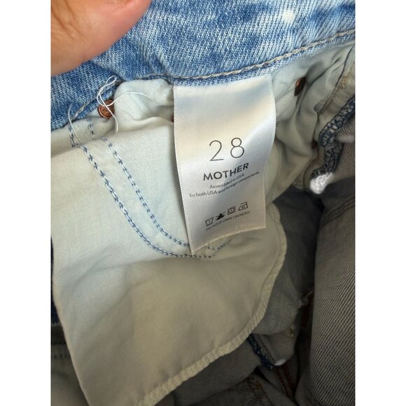 MOTHER Superior Ultra High Waist Tomcat Kick Fray Denim Shorts Size 28 - Picture 7 of 11